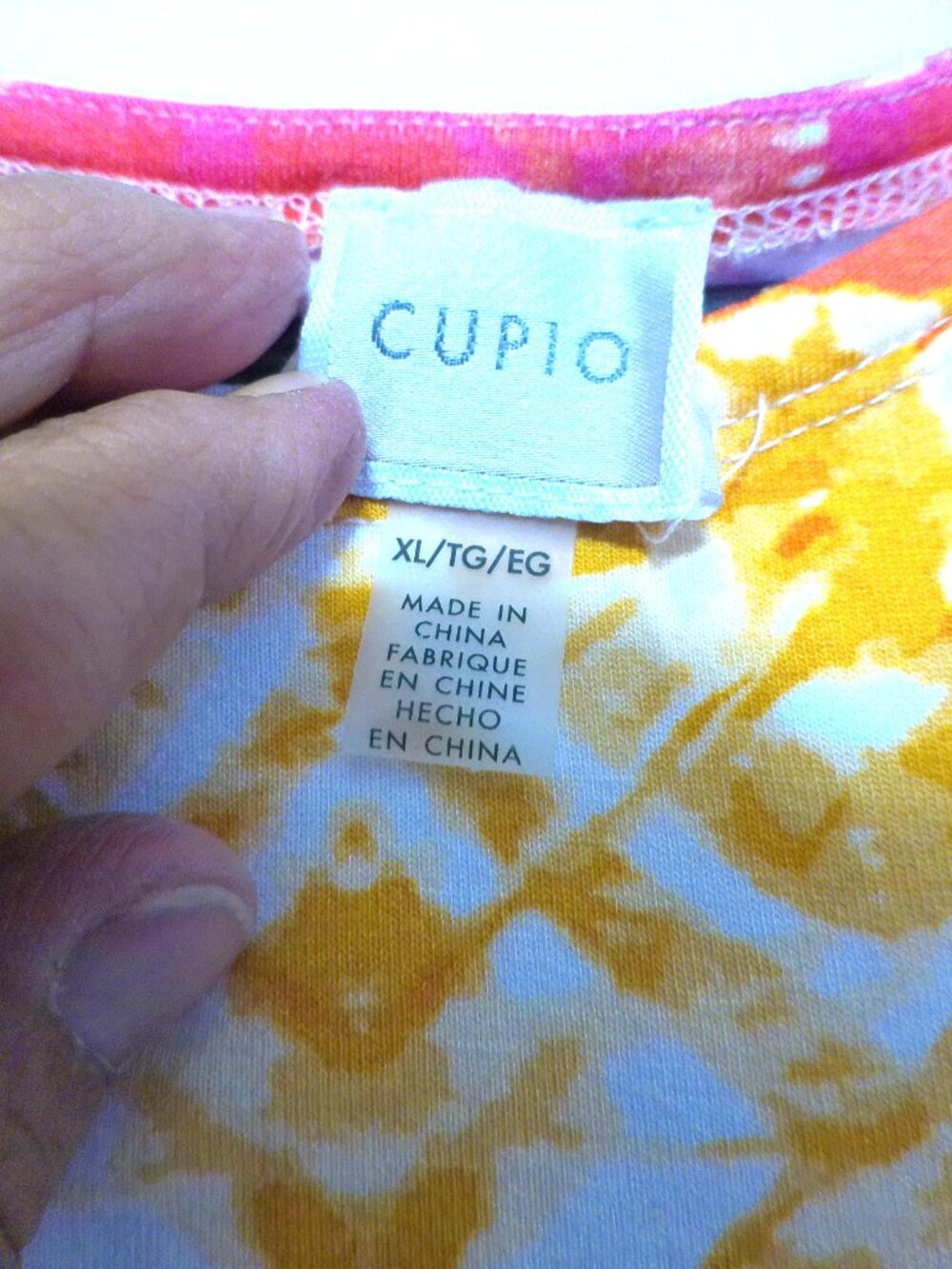 Cupio Women’s Sleeveless Top XL Multicolor Tie Dye High Low Stretch Tank Blouse - Picture 2 of 4